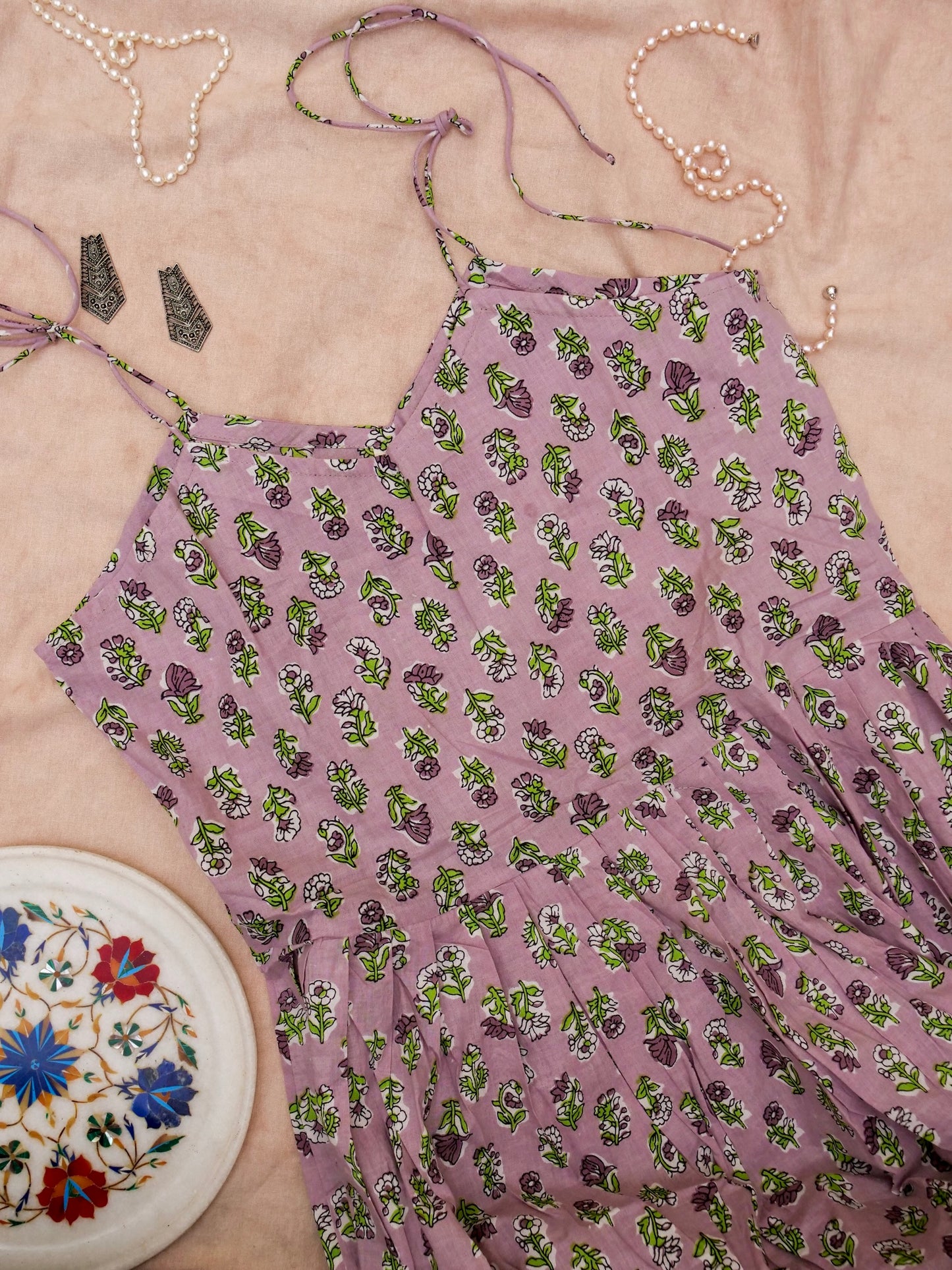 Women's Short Kurta | 100% Cotton  | Pastel Pink Hand-Block Print
